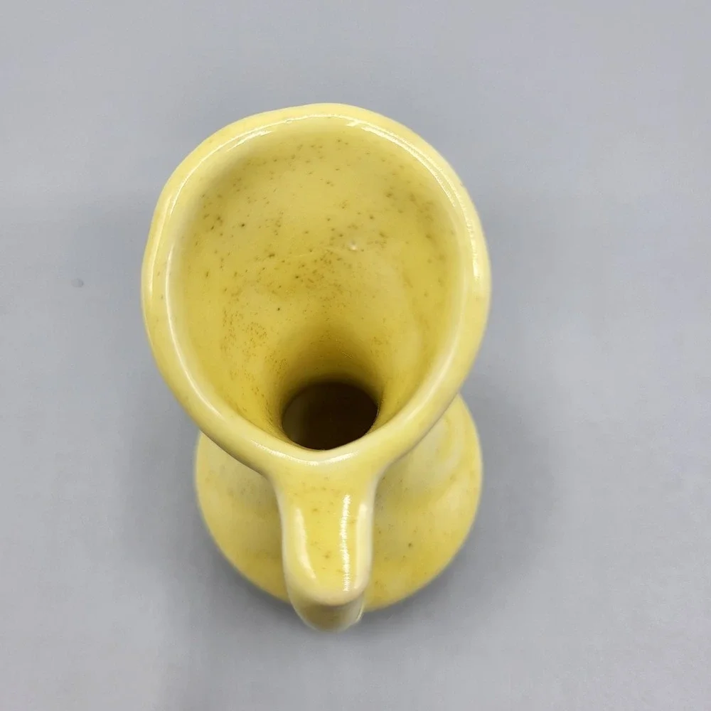 Vintage Yellow Ceramic Miniature Pitcher Vase With Handle Home Shelf Decor